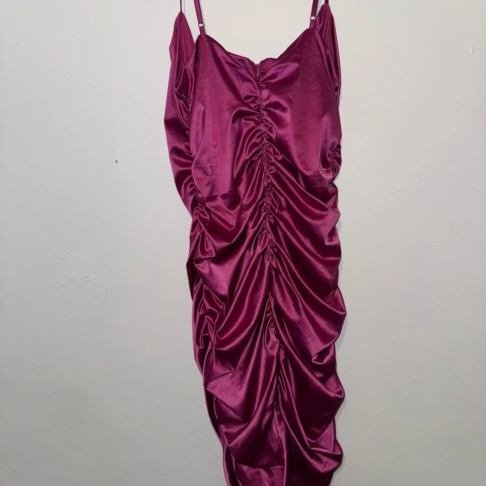 Fashion Nova Fuchsia Satin Mini Dress Size 1XL